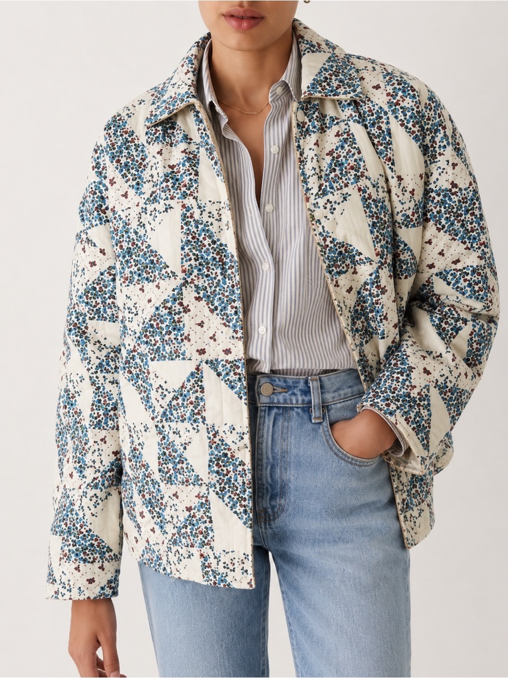 New Frank and Oak Sz LG QUILTED REVERSIBLE JACKET